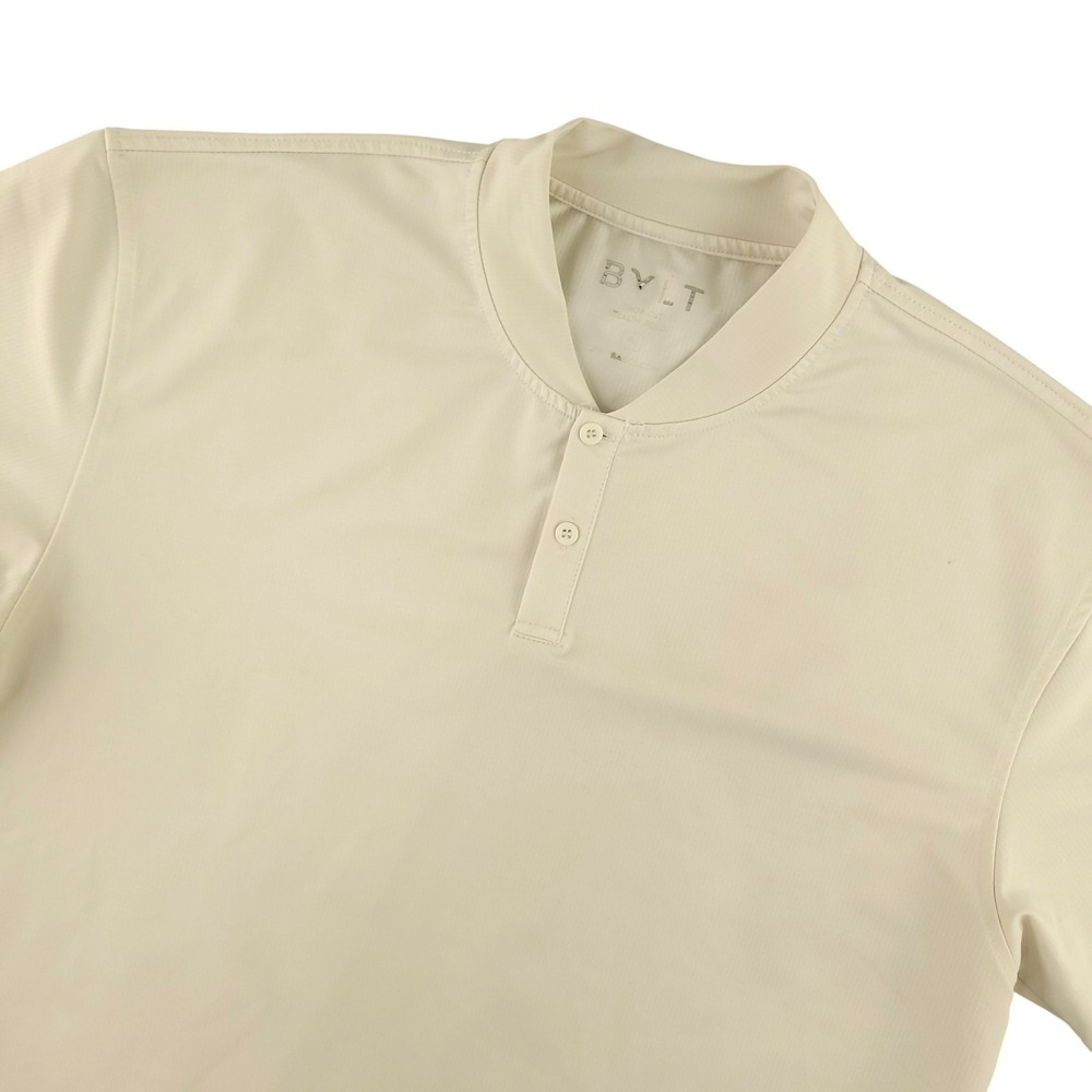 BYLT Shirt Mens XL White Drop Cut Stealth Polo Short Sleeve Stretch Blade
